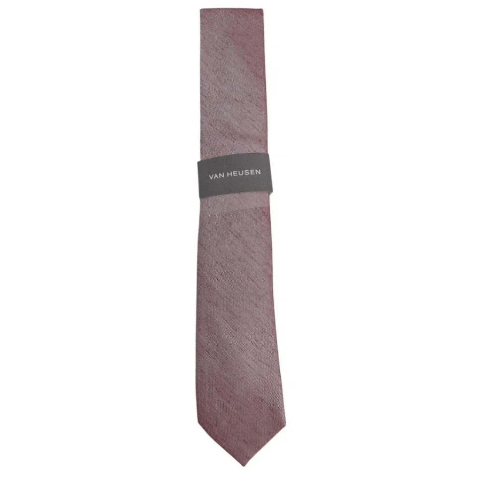 Van‎ Heusen Men's Red Textured Tie with Clip - New